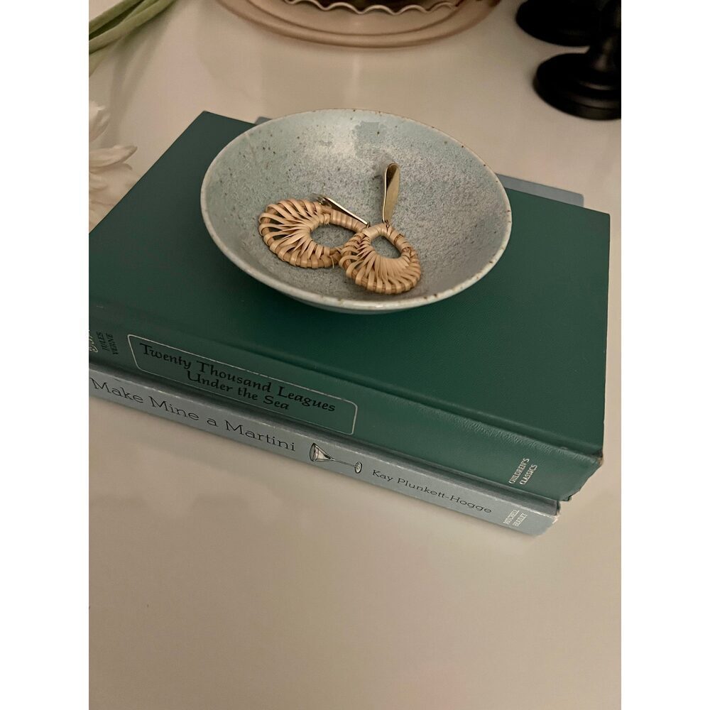 Small Speckly Robin Egg Blue Pottery Dish
